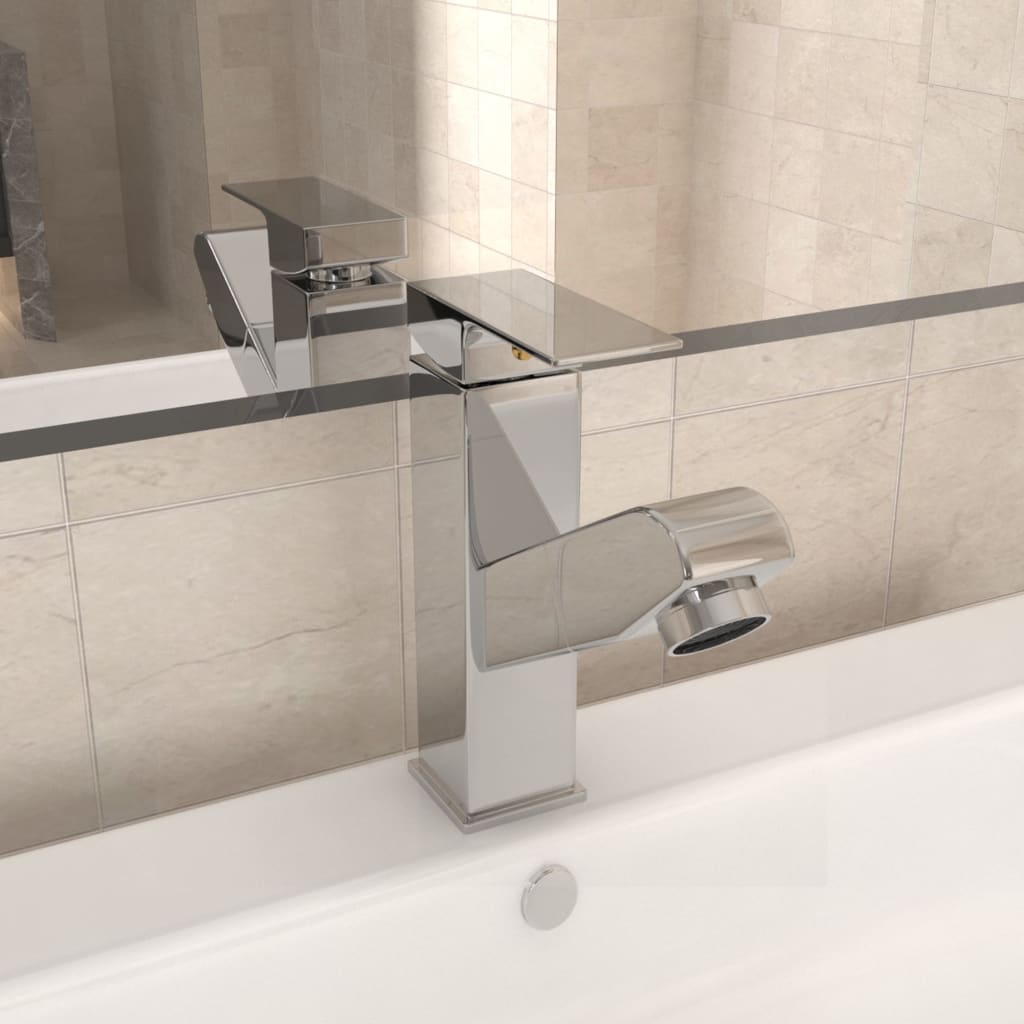 vidaXL Grifo para lavabo con función extraíble cromado 157x172 mm