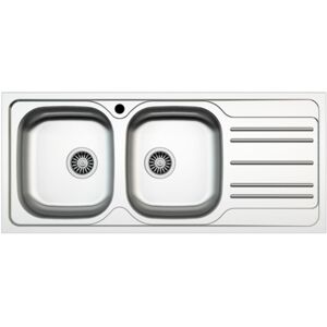 Samet Evier inox encastrable 116x50 cm avec deux cuves et égouttoir à droite - MP1162DX