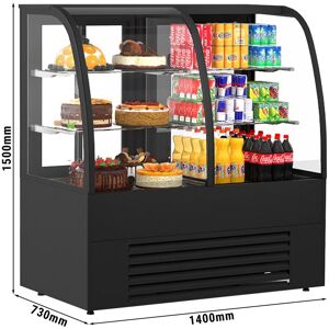 GGM Gastro - Vitrine a patisserie - Self-Service - 1400mm - avec eclairage LED & 2 etageres Noir