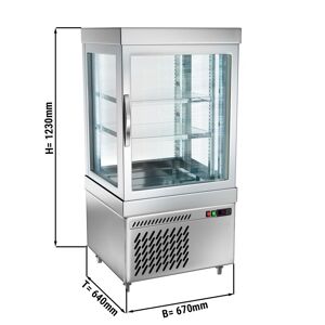 GGM Gastro - Vitrine panoramique - 230 litres - 670mm - 2 etageres - Argente Argent