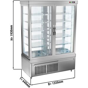 GGM Gastro - Vitrine panoramique - 935 litres - 1320mm - 10 etageres - Argente Argent