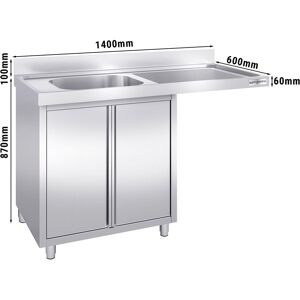 GGM Gastro - Armoire lave-vaisselle - 1400x600mm - avec 1 bac a gauche Argent