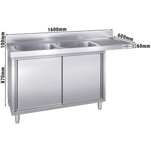 GGM Gastro - Armoire lave-vaisselle - 1600x600mm - avec 2 bacs a gauche Argent