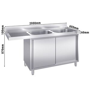 GGM Gastro - Armoire lave-vaisselle - 2000x600mm - avec 2 bacs a droite Argent