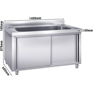 GGM Gastro - Evier a casseroles - 1400x600mm - avec 1 bac Argent