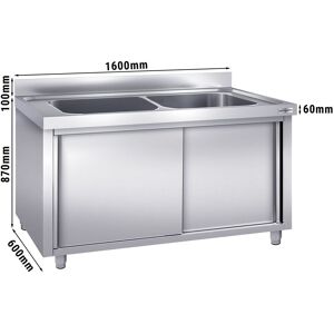 GGM Gastro - Evier a casseroles - 1600x600mm - avec 2 bacs Argent