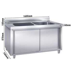 GGM Gastro - Evier a casseroles - 1600x700mm - avec 2 bacs Argent