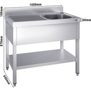 GGM Gastro - Evier PREMIUM - 1000x600mm - avec fond & 1 bac a droite Argent