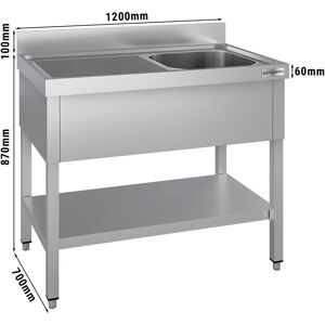 GGM Gastro - Evier ECO - 1200x700mm - avec fond et 1 cuve a droite Argent