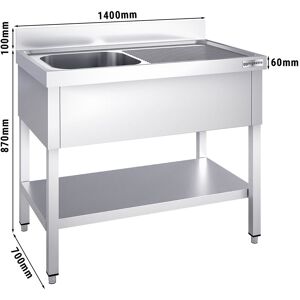 GGM Gastro - Evier PREMIUM - 1400x700mm - avec fond & 1 bac a gauche Argent