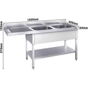 GGM Gastro - Evier pour lave-vaisselle - 1600x600mm - avec 2 bacs a droite Argent