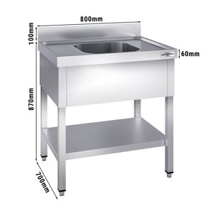 GGM Gastro - Evier PREMIUM - 800x700mm - avec fond & 1 bac Argent