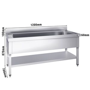 GGM Gastro - Evier a casseroles - 1200x700mm - avec fond & 1 bac Argent