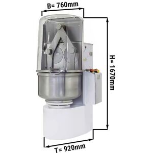 GGM Gastro - Petrin a pate de boulangerie - 175 litres / 100 kg - 2 vitesses - avec bras allonges Blanc / Argent