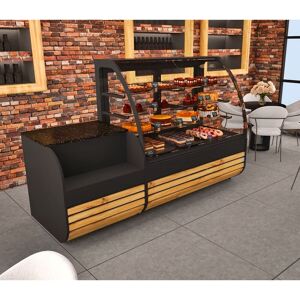 GGM Gastro - Table de caisse - 800mm - Facade bois - Granit noir Noir / Marron