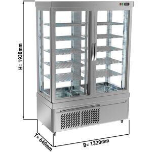 GGM Gastro - Vitrine panoramique - 935 litres - 1320mm - 10 etageres - Argente Argent