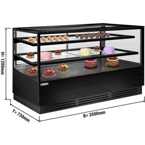 GGM GASTRO - Vitrine à pâtisserie - 2000mm - avec éclairage LED & 2 étagères Noir