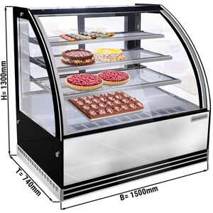 GGM GASTRO - Vitrine à pâtisserie - 1500mm - avec éclairage LED & 3 étagères