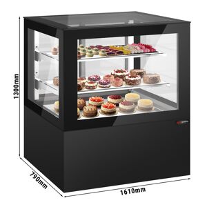 GGM GASTRO - Vitrine à gâteaux - 1610mm - avec éclairage LED & 2 étagères Noir