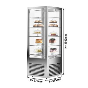 GGM GASTRO - Vitrine panoramique - 550 litres - 670mm - 5 étagères - Argenté