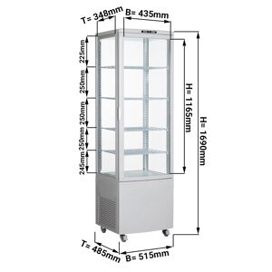 GGM GASTRO - Vitrine panoramique - 235 litres - 510mm - 4 étagères - Blanc