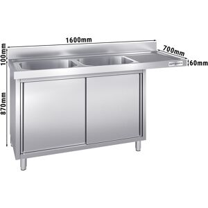 GGM GASTRO - Armoire lave-vaisselle - 1600x700mm - avec 2 bacs à gauche