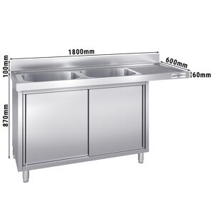 GGM GASTRO - Armoire lave-vaisselle - 1800x600mm - avec 2 bacs à gauche