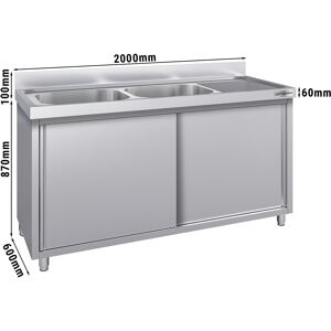 GGM GASTRO - Evier ECO - 2000x600mm - avec 2 bacs à gauche