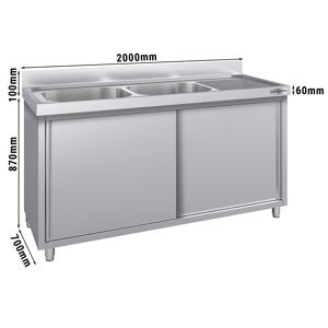 GGM GASTRO - Evier ECO - 2000x700mm - avec 2 bacs à gauche