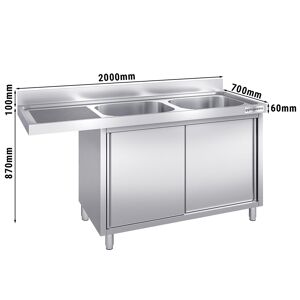 GGM GASTRO - Armoire lave-vaisselle - 2000x700mm - avec 2 bacs à droite