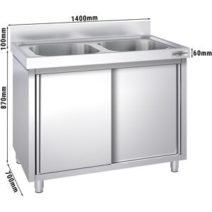 GGM GASTRO - Evier PREMIUM - 1400x700mm - avec 2 bacs au centre