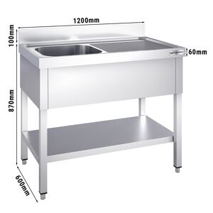 GGM GASTRO - Evier PREMIUM - 1200x600mm - avec fond & 1 bac à gauche