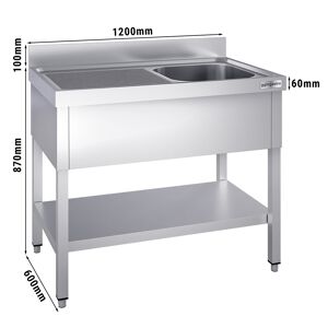 GGM GASTRO - Evier PREMIUM - 1200x600mm - avec fond & 1 bac à droite