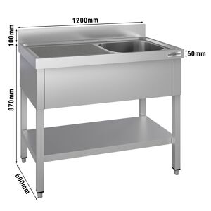 GGM GASTRO - Evier ECO - 1200x600mm - avec fond & 1 cuve à droite