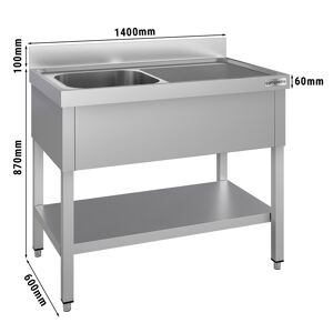 GGM GASTRO - Evier ECO - 1400x600mm - avec fond & 1 cuve à gauche