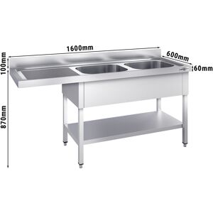 GGM GASTRO - Evier pour lave-vaisselle - 1600x600mm - avec 2 bacs à droite