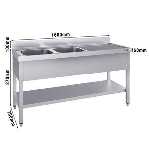 GGM GASTRO - Evier ECO - 1600x700mm - avec fond & 2 bacs à gauche