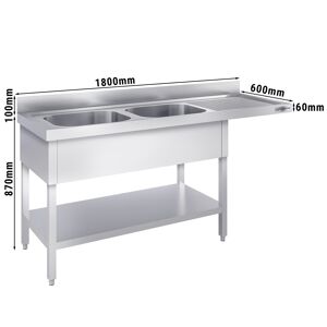 GGM GASTRO - Evier pour lave-vaisselle - 1800x600mm - avec 2 bacs à gauche