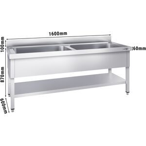 GGM GASTRO - Evier à casseroles - 1600x600mm - avec fond & 2 bacs