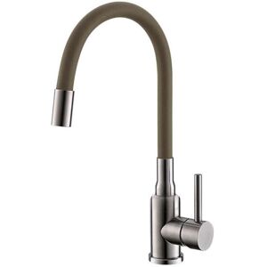 Mintas - Mitigeur d'évier avec bec flexible, inox brossé / beige  - Alveus