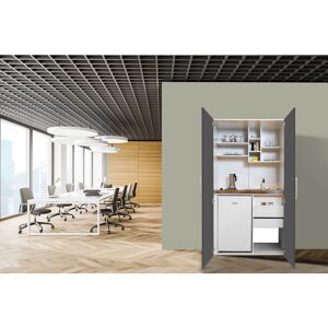 Cuisine Cuisine de bureau Mini-cuisine Single Blanc Gris Peter 104 cm Respekta - Publicité