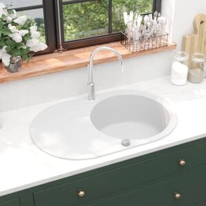 Vidaxl - vier de cuisine Granit Seul lavabo Ovale Blanc - Publicité