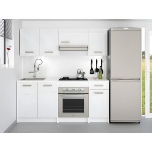 Vente-unique Cuisine complete - Avec plan de travail 180 cm - Blanc brillant - TRATTORIA