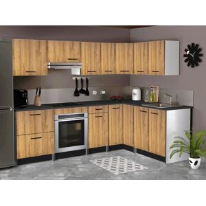 Vente unique Cuisine complete dangle Avec plan de travail 416 cm Naturel et Noir TRATTORIA