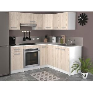 Vente unique Cuisine complete dangle Avec plan de travail 356 cm Naturel clair Blanc TRATTORIA