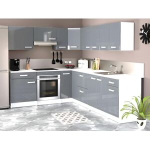 Vente unique Cuisine complete dangle Avec plan de travail 476 cm Gris brillant et Blanc TRATTORIA