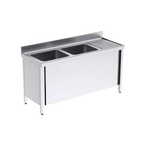 Distform Plonge Inox Double avec Portes et Egouttoir Gamme 700 - - Publicité