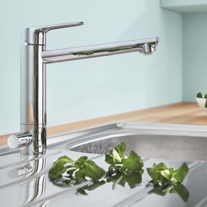 Grohe BauEdge Mitigeur monocommande pour évier, Zero, avec robinet d'arrêt intégré, 31696000,