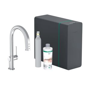 Hansgrohe Aqittura M91 Mitigeur de cuisine avec Sodasystem, bec extractible à 1 jet et sBox lite, kit de démarrage, 76839000,