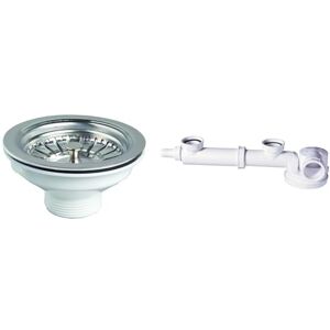 Wirquin 30723991 Vidage pour évier 2 bacs Espace D90 avec bonde à panier,  blanc